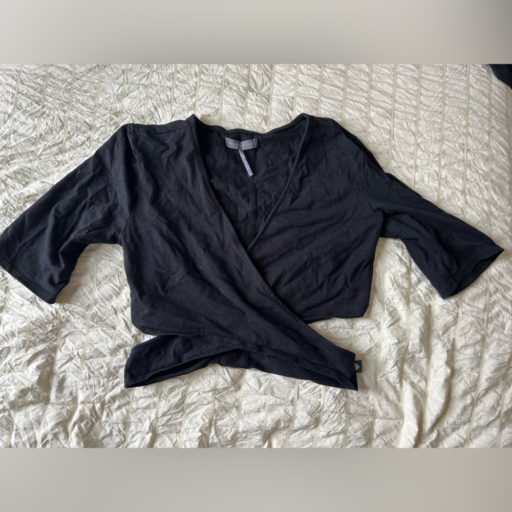 Kendall & Kylie Black Crop Wrap Top